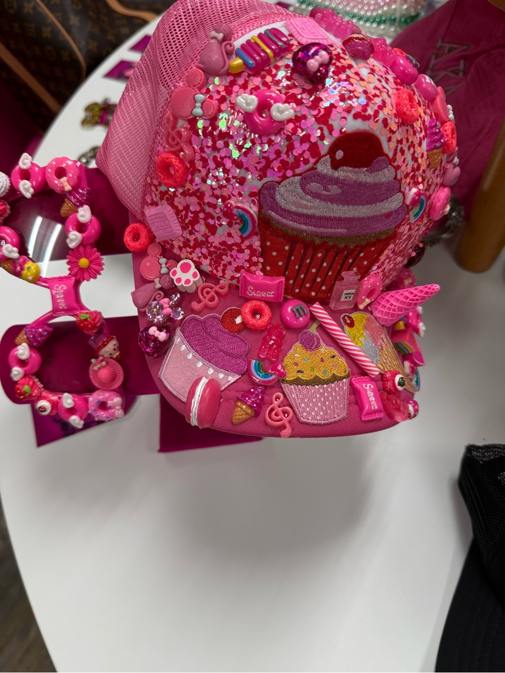 New Adult Pink Cupcake Cap with Matching Sunglasses